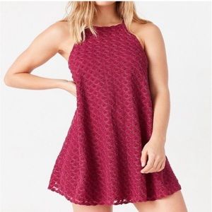 Kimchi Blue High Neck Mini Swing Dress - Magenta / Pink - Size Large